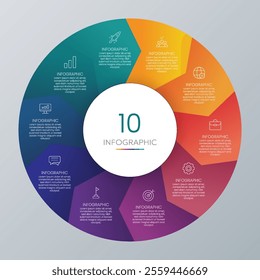 Circle shape infographic chart template with 10 options.