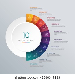 Circle shape infographic chart template with 10 options.