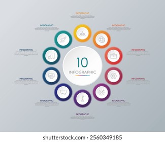 Circle shape infographic chart template with 10 options.