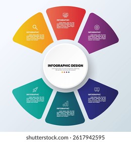 Circle shape infographic chart template with 6 options.