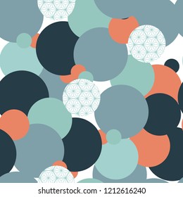 Circle shape with Japanese pattern vector. Curve template background.