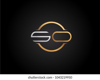 SO circle Shape Letter logo Design in silver gold color
