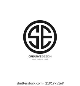 Circle shape letter S E creative monogram logo