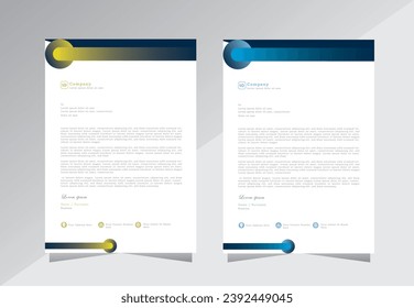 diseño de membrete de forma circular para empresas, plantillas de diseño de cabeceras redondas. a4 plantilla de membrete - vectores eps 10.
