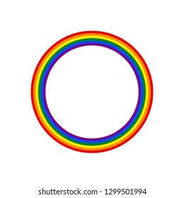 Circle shape LGBT rainbow pride flag symbol. The sign created for popularizing and support the LGBT community in social media. The design graphic element is saved as a vector illustration EPS file