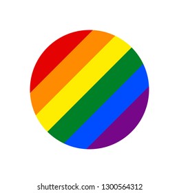 Circle shape LGBT rainbow pride flag symbol. The sign created for popularizing and support the LGBT community in social media. The design graphic element is saved as a vector illustration EPS file