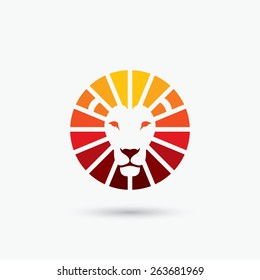 Circle shape lion sign - vector illustration