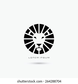 Circle shape lion sign - vector illustration
