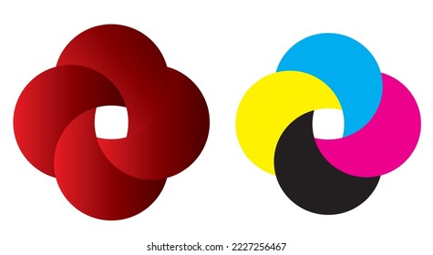 Circle Shape Logo CMYK Color Mode And Light and dark Red