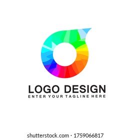 Circle shape logo design with full color gradation, circle logo design with a slight edge shape. Color gradation design with a sharp shape. Gradation or color mix design
