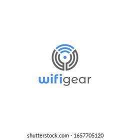 Circle shape logo design of letter WG and wifi icon with white background - EPS10 - Vector.