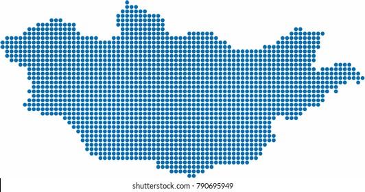 Circle shape Mongolia map on white background, vector illustration.