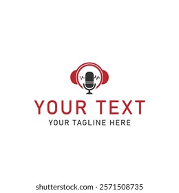 Circle shape with music microphone logo design for your business