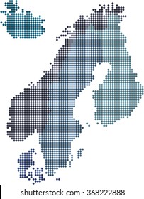 Circle shape Nordic counties map on white background. Vector illustration.