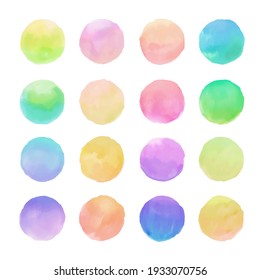 Circle shape ombre pastel color backgrounds set.  for label, tag, logo background. gradation watercolour style.