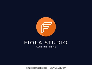 Forma de círculo en el concepto de diseño de logotipo monograma letra F. Letra inicial F mínima con diseño de logotipo de forma de círculo. Símbolo de forma de círculo para la identidad empresarial Corporativa. Ilustración del logotipo del Vector del alfabeto