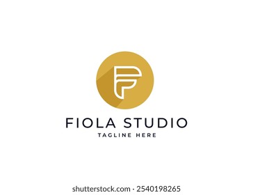 Forma de círculo en el concepto de diseño de logotipo monograma letra F. Letra inicial F mínima con diseño de logotipo de forma de círculo. Símbolo de forma de círculo para la identidad empresarial Corporativa. Ilustración del logotipo del Vector del alfabeto