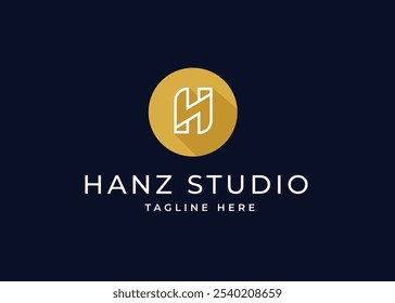 Forma do Círculo na Letra H Monogram Logo Design Concept. Letra inicial H mínima com design de logotipo de forma de círculo. Símbolo de Forma de Círculo para Identidade Comercial Corporativa. Ilustração de logotipo de vetor de alfabeto