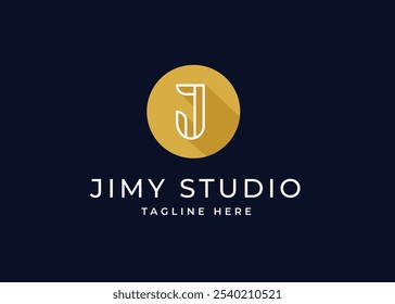 Forma de círculo en la letra J Monograma Logo Design Concept. Letra inicial J con diseño de logotipo de forma de círculo. Símbolo de forma de círculo para la identidad empresarial Corporativa. Ilustración del logotipo del Vector del alfabeto