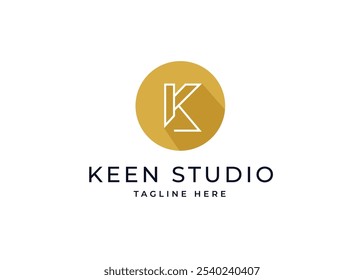 Circle Shape on Letter K Monogram Logo Design Concept. Simple Initial Letter K with Circle Shape Logo Design. Circle Shape Symbol for Corporate Business Identity. Alphabet Vector Logo Illustration