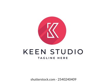 Circle Shape on Letter K Monogram Logo Design Concept. Simple Initial Letter K with Circle Shape Logo Design. Circle Shape Symbol for Corporate Business Identity. Alphabet Vector Logo Illustration