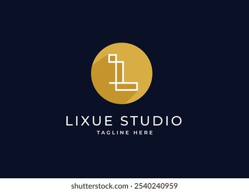 Forma de círculo en la letra L Monograma Logo Concepto de diseño. Letra inicial simple L con diseño de logotipo de forma de círculo. Símbolo de forma de círculo para la identidad empresarial Corporativa. Ilustración del logotipo del Vector del alfabeto