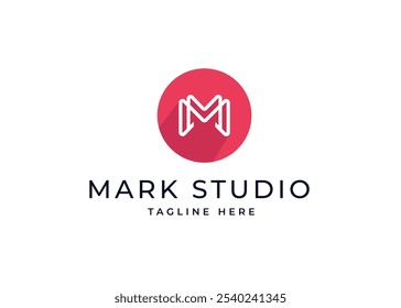 Forma de círculo no conceito de design de logotipo do monograma da letra M. Letra inicial M com design de logotipo de forma de círculo. Símbolo de Forma de Círculo para Identidade Comercial Corporativa. Ilustração de logotipo de vetor de alfabeto