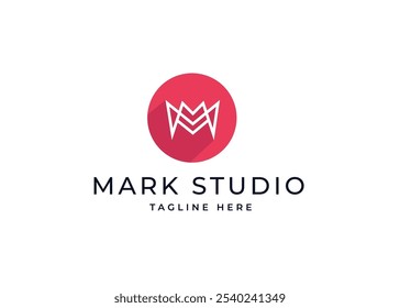 Forma de círculo no conceito de design de logotipo do monograma da letra M. Letra inicial M com design de logotipo de forma de círculo. Símbolo de Forma de Círculo para Identidade Comercial Corporativa. Ilustração de logotipo de vetor de alfabeto