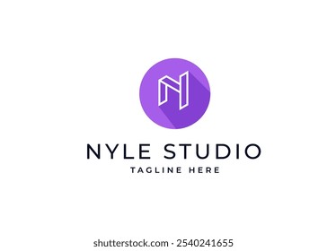 Forma de círculo en el concepto de diseño de logotipo monograma letra N. Letra inicial N con diseño de logotipo de forma de círculo. Símbolo de forma de círculo para la identidad empresarial Corporativa. Ilustración del logotipo del Vector del alfabeto