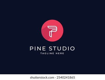 Forma de círculo en el concepto de diseño de logotipo monograma letra P. Letra inicial P con diseño de logotipo de forma de círculo. Símbolo de forma de círculo para la identidad empresarial Corporativa. Ilustración del logotipo del Vector del alfabeto
