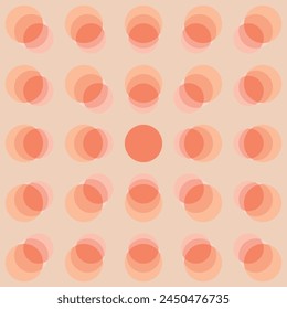 Circle shape perspective pattern monochromatic of peach tones overlap transparent vector illustration background.