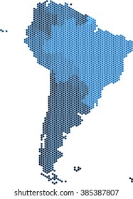 Circle shape South America map on white background. Vector illustration.