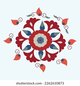 Circle shape suzani pattern - traditional art object in Uzbekistan. Digital patterns for textiles and fabrics. Uzbekistan culture. 	
