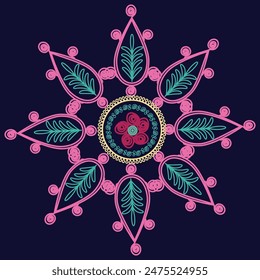 Forma de círculo suzani patrón - objeto de arte tradicional en Uzbekistán. Patrones digitales para textiles y tejidos. Cultura uzbeka.	