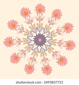 Circle shape suzani pattern - traditional art object in Uzbekistan. Digital patterns for textiles and fabrics. Uzbekistan culture.	