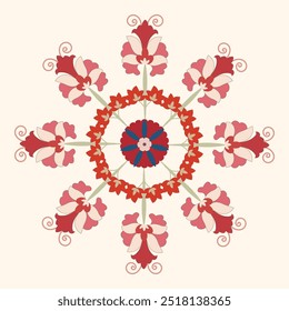 Circle shape suzani pattern - traditional art object in Uzbekistan. Digital patterns for textiles and fabrics. Uzbekistan culture.	