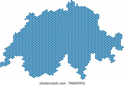Circle shape Switzerland map on white background, vector illustration.