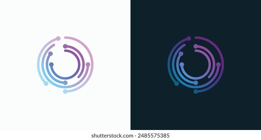 Circle shape technology connection vector logo design with modern, simple, clean and abstract style.