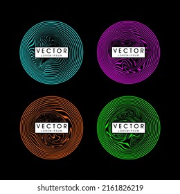 Circle shape with wavy abstract line texture design element. Vector illustration