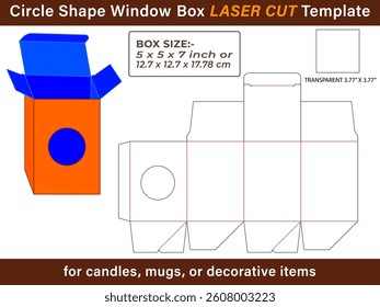 Circle Shape Window Box LASER CUT Template for Modern Packaging