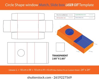 Circle Shape window Match, Slide box LASER CUT Template