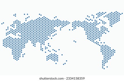 Circle shape world map on white background. Vector illustration.