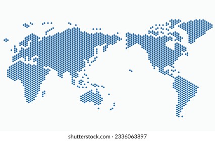 Circle shape world map on white background. Vector illustration.