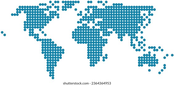 Circle shape world map on white background. Vector illustration.