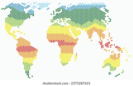 Circle shape world map on white background. Vector illustration.