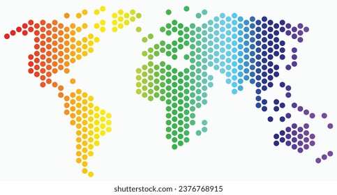 Circle shape world map on white background. Vector illustration.