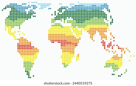 Circle shape world map on white background. Vector illustration.