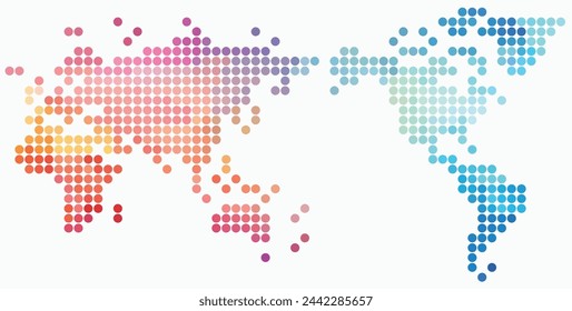 Circle shape world map on white background. Vector illustration.