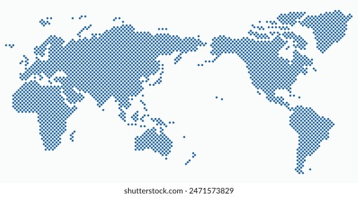 Circle shape world map on white background. Vector illustration.