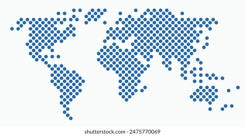 Circle shape world map on white background. Vector illustration.